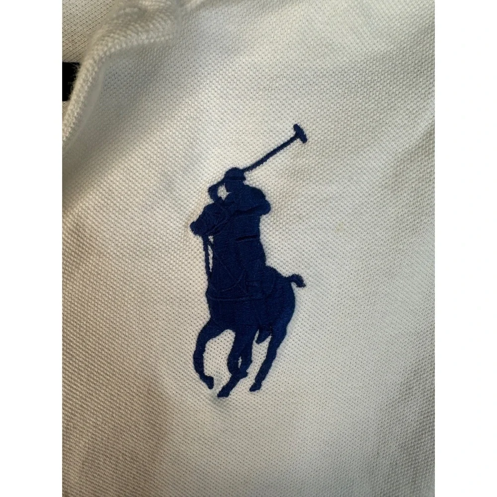 Ralph Lauren Boy's White Big Pony Long Sleeve Preppy Polo Shirt Size Small